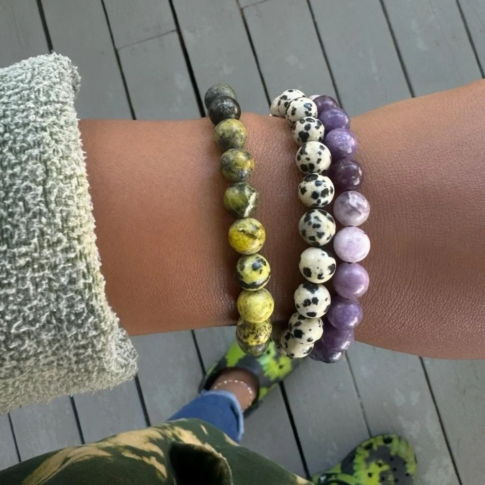Dalmatian Jasper Adjustable Gemstone Bead Bracelet 8mm